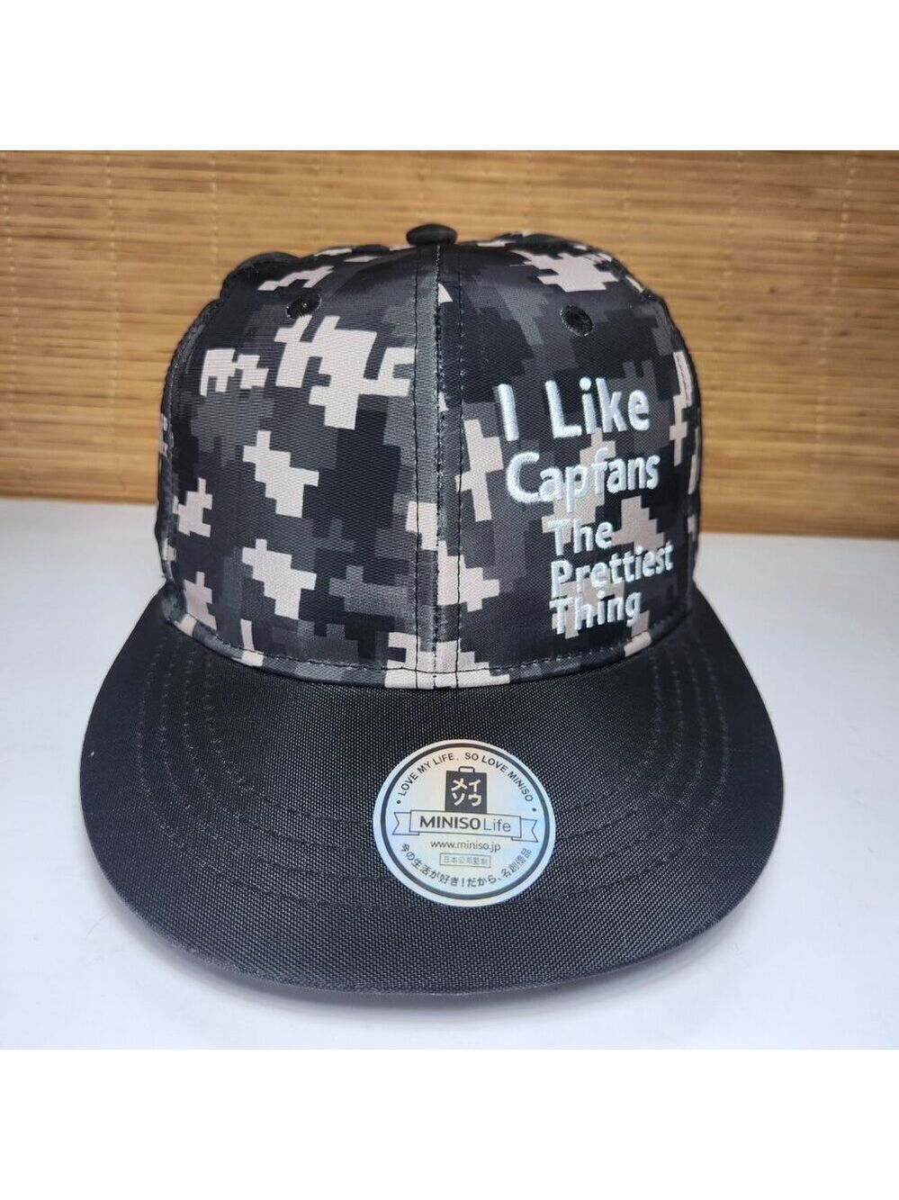 Miniso Life Camouflage Flat Brim Hat 6 Panel Graphic Streetwear Cap